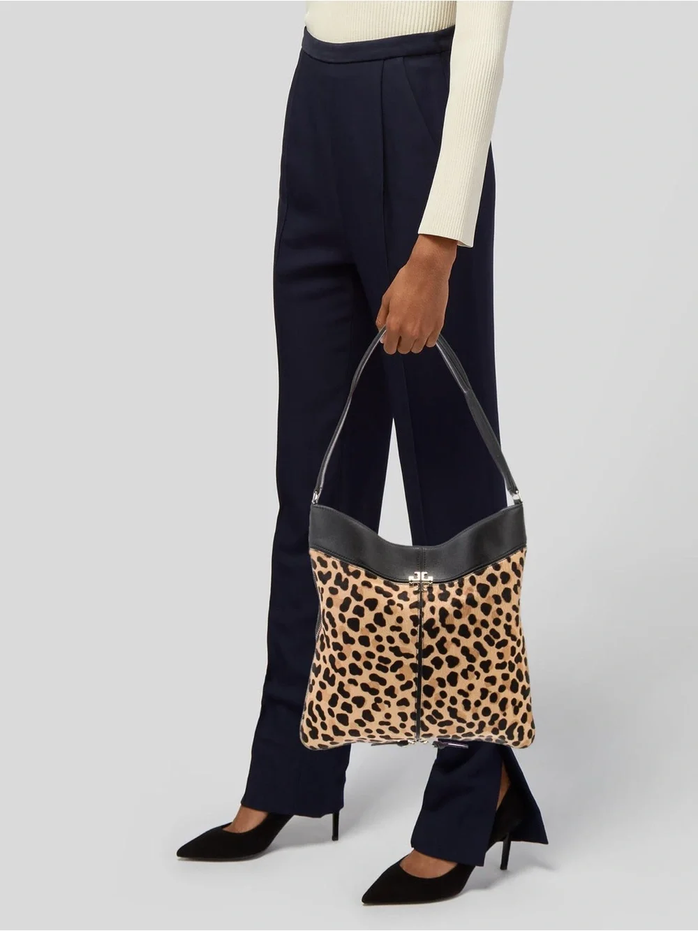 NWT Tory Burch Leopard-Print Shoulder Bag in Black and Brown